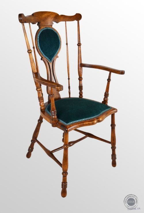 Antique High Back Reading Fireside Chair Country Kitchen Windsor Armchair C1880