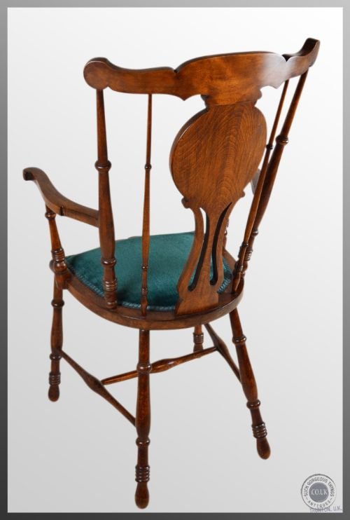 fig 2. Antique High Back Reading Fireside Chair Country Kitchen Windsor Armchair c1880