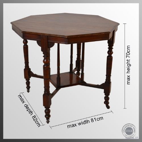 fig 1. Antique Octagonal Wine Lamp Side Occasional Victorian Walnut Table c1890