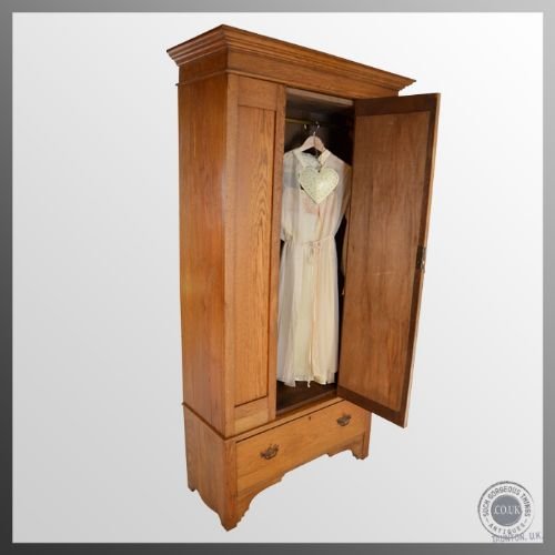 fig 3. Antique Oak Wardrobe Art Deco Period Mirrored With Drawer c1920