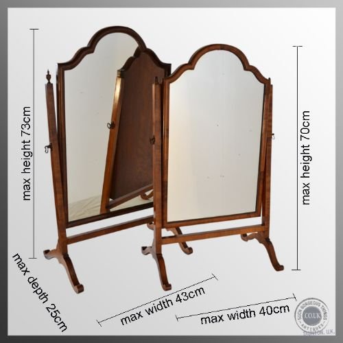 fig 1. Pair of Antique Dressing Vanity Swing Cosmetic Mirrors c1890