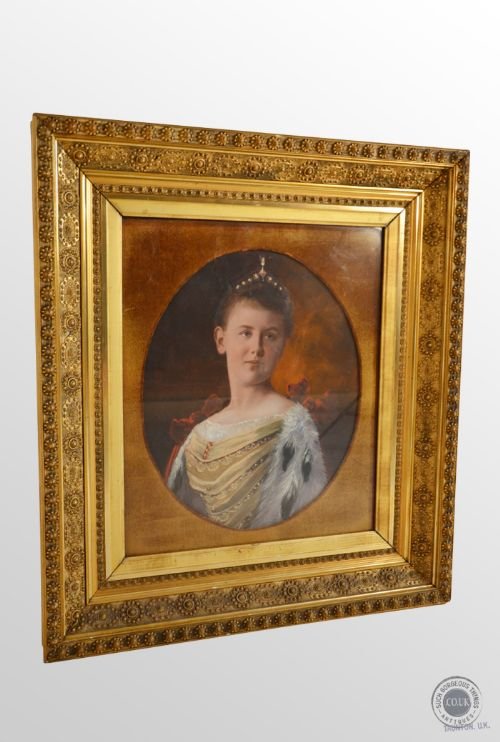 Large Antique Art Oil Portrait Painting on Canvas Original English School C1898