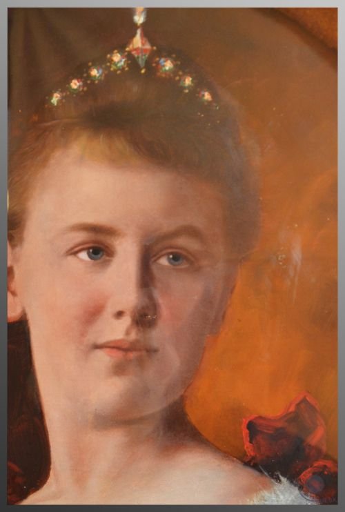 fig 2. Large Antique Art Oil Portrait Painting on Canvas Original English School c1898