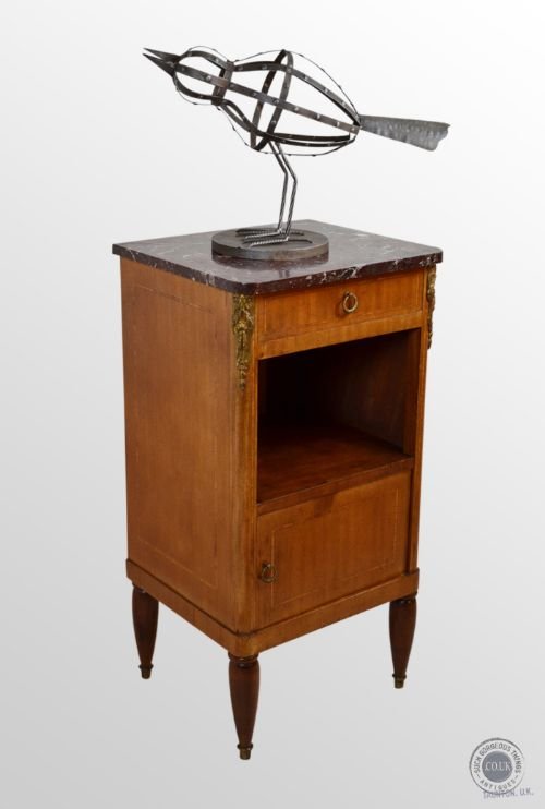 Antique Side Cabinet Marble Top Display Lamp Table C1900
