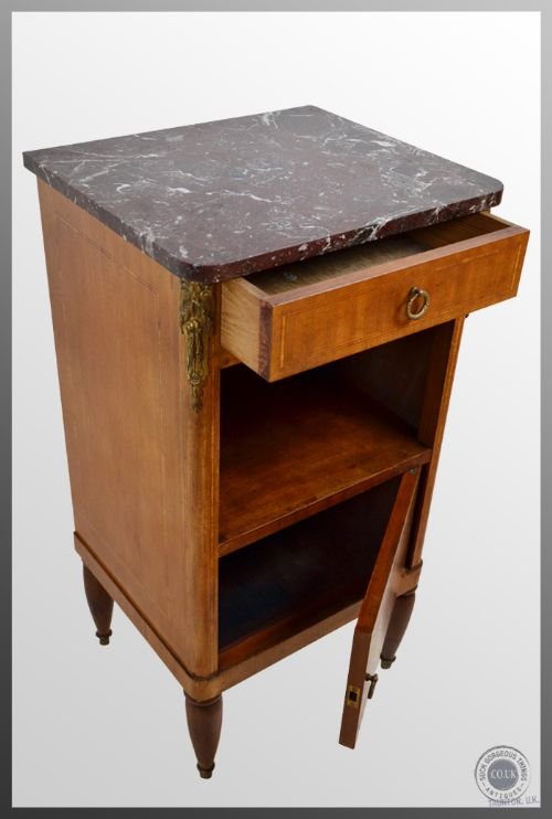 fig 2. Antique Side Cabinet Marble Top Display Lamp Table c1900