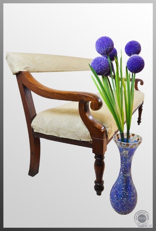 fig 2. Antique Upholstered Bench Sofa Couch Seat Settee Settle Victorian c1860