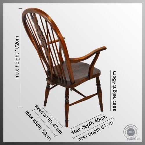 fig 1. Antique Windsor Elm Chair Country Stick Armchair c1900 Stamped FH