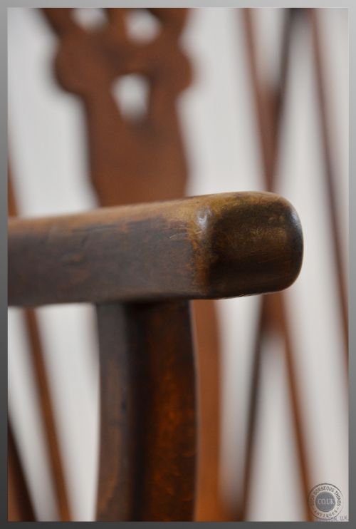 fig 2. Antique Windsor Elm Chair Country Stick Armchair c1900 Stamped FH