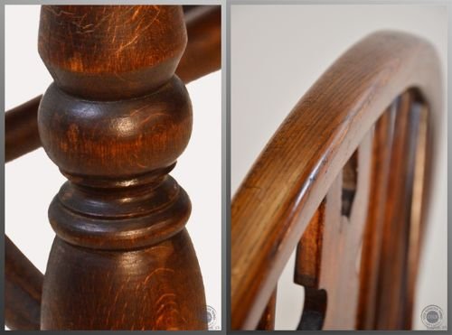 fig 3. Antique Windsor Elm Chair Country Stick Armchair c1900 Stamped FH