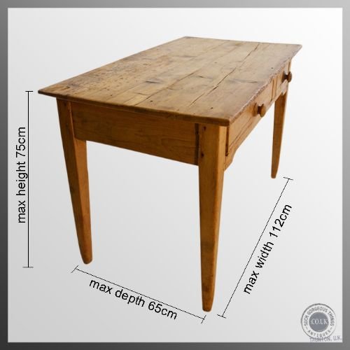 fig 1. Antique Victorian Pine Kitchen Dining Table With Drawers 4 - 6 seater c1850