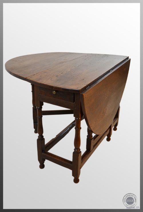 fig 2. Antique Gate Leg Oak Drop Leaf Oval English County Table c1750