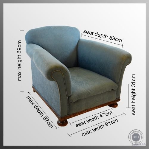 fig 1. Edwardian Pair of Armchairs Antique Deep Seat Club Chairs c1910