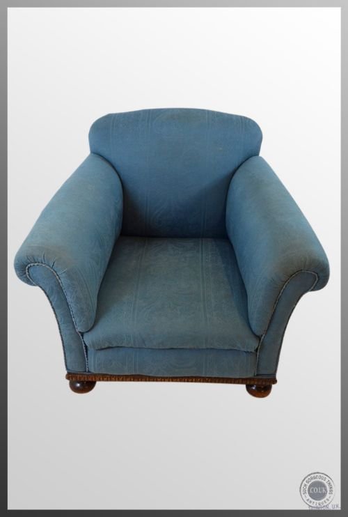 fig 2. Edwardian Pair of Armchairs Antique Deep Seat Club Chairs c1910