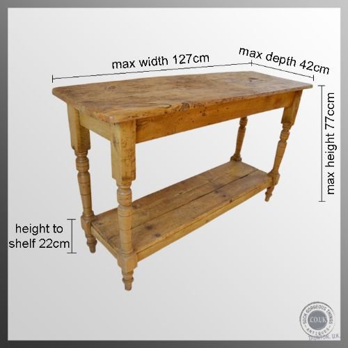 fig 1. Antique Victorian Pine Hall Display Narrow Two Tier Table c1860