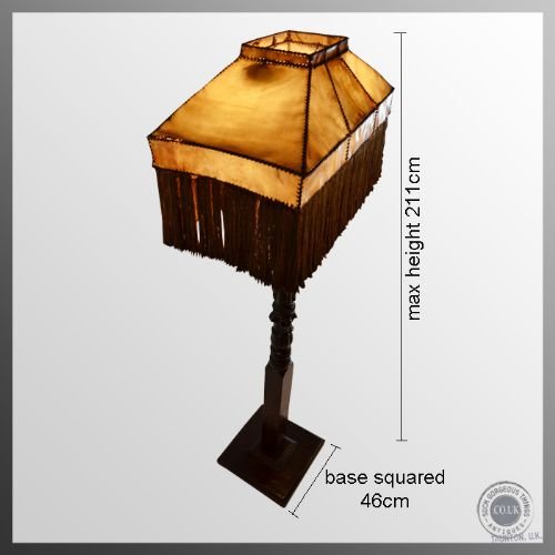 fig 1. Antique Standard Lamp & Shade Large Tall Floor Light - Rewired - c1900