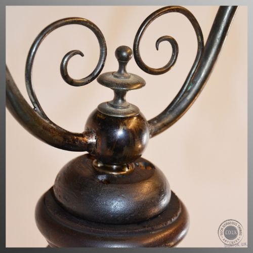 fig 3. Antique Standard Lamp & Shade Large Tall Floor Light - Rewired - c1900