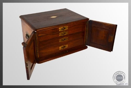 fig 3. Antique Walnut Specimen Drawers Small Collectors Canteen Chest c1900