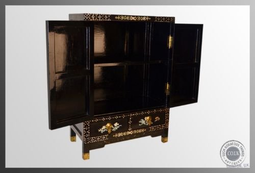 fig 2. Antique Small Cabinet Victorian Chinoiserie Ebonised Japanned Oriental c1890