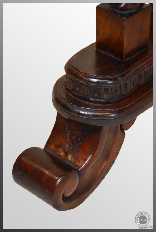fig 2. Antique Hall Library Sofa Side Lamp Stretcher Fruitwood Table c1900