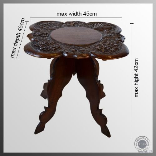 fig 1. Antique Carved Wine Lamp Side Occasional Small Folding Table