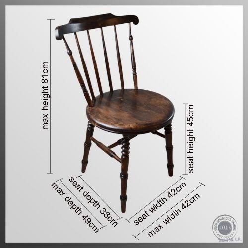 fig 1. Antique Pair of Windsor Country Stick Kitchen Dining Chairs c1900