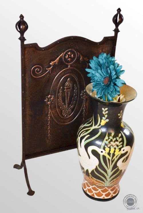 Antique Art Nouveau Jugendstil Sezessionstil Copper Fire Screen Guard C1900