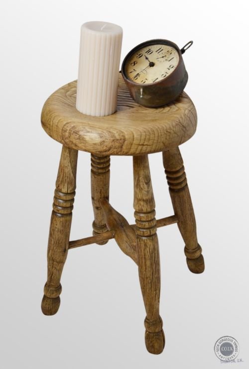 Antique Elm Country Lace Makers Seat Milking Stool C1820