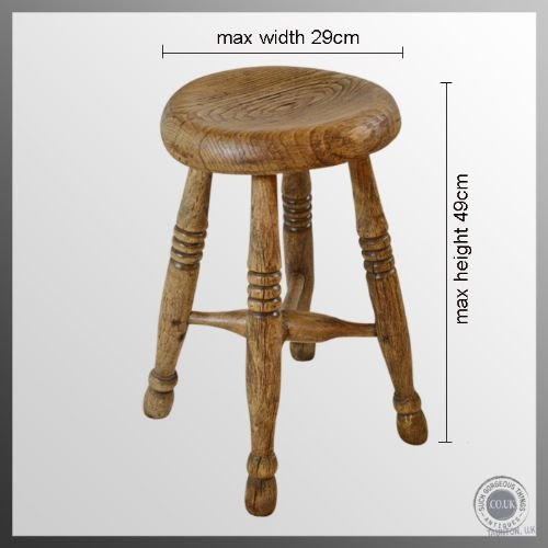 fig 1. Antique Elm Country Lace Makers Seat Milking Stool c1820