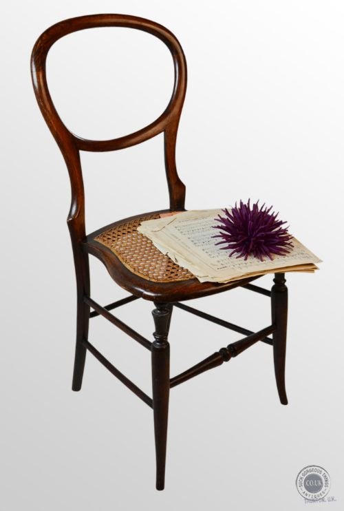 Antique Victorian Bergere Balloon Back Side Office Bedroom Chair C1860