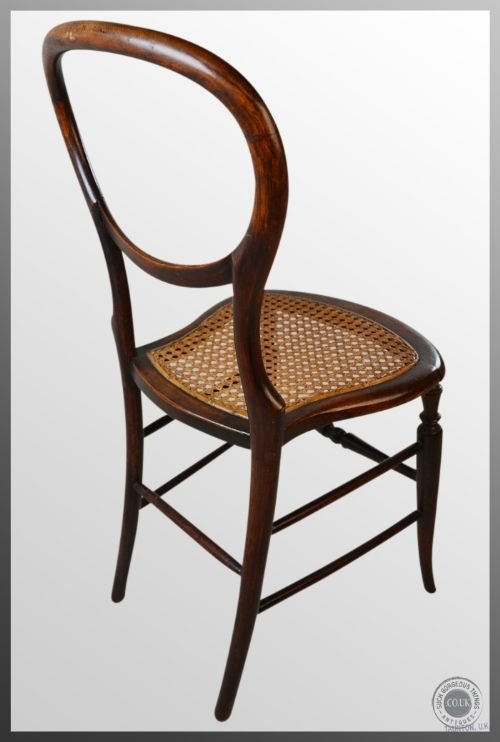 fig 2. Antique Victorian Bergere Balloon Back Side Office Bedroom Chair c1860