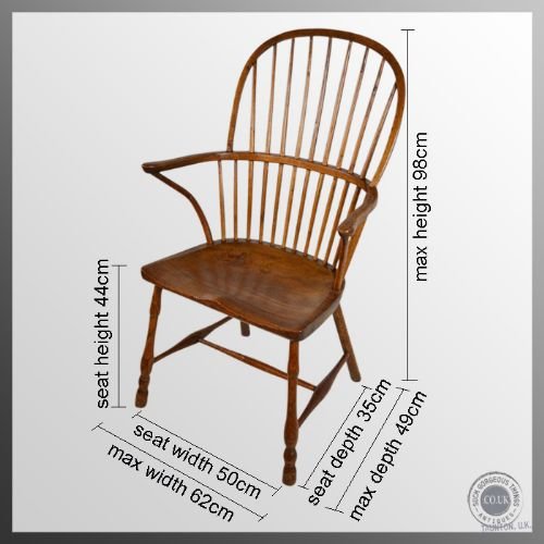 fig 1. Antique Thames Valley Windsor Armchair Double Bow Chair Elm Yew Ash c1780