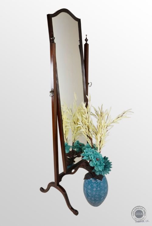 Antique Victorian Cheval Glass English Dressing Tall Floor Mirror C1890