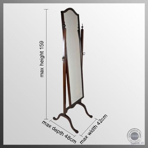 fig 1. Antique Victorian Cheval Glass English Dressing Tall Floor Mirror c1890