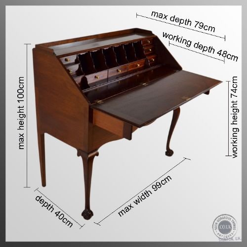 fig 1. Antique Edwardian Bureau Fall Front Writing Table Desk Bureaux c1910
