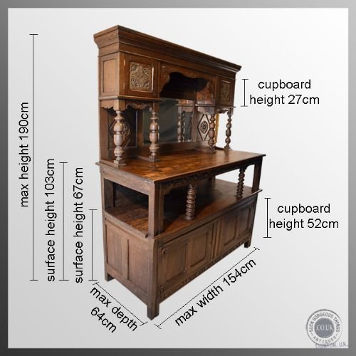 fig 1. Antique Oak Large Welsh Country Dresser Kitchen Buffet Cabinet c1880