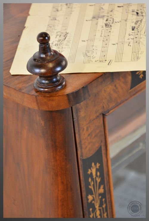 fig 2. Antique Victorian Walnut Cabinet Inlaid Sheet Music Display Cupboard c1880