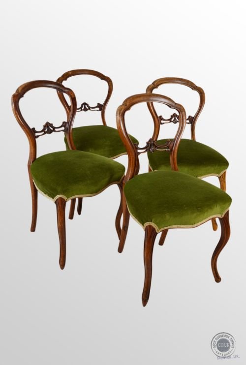 Antique Dining Chairs Set of Four 4 Early Balloon Back Victorian Mahogany C1850