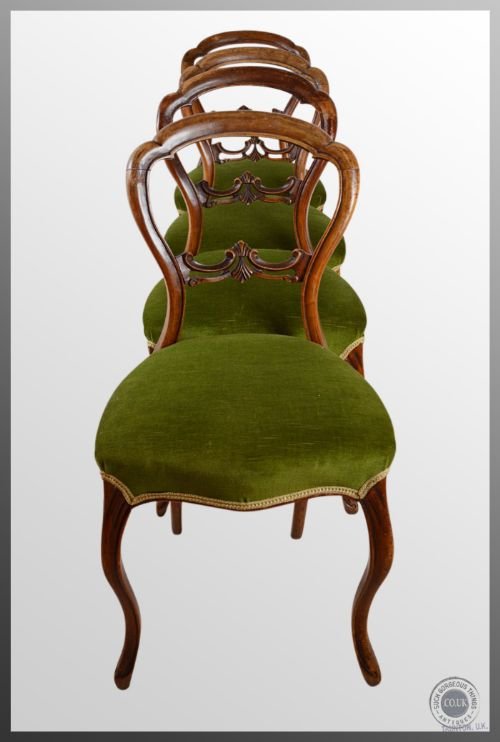 fig 2. Antique Dining Chairs Set of Four 4 Early Balloon Back Victorian Mahogany c1850