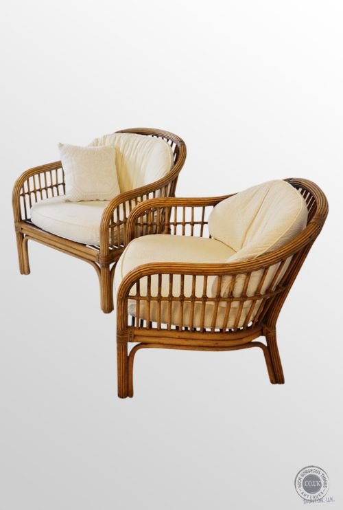 Antique Pair of Bentwood Lounge Club Colonial Vintage Arm Chairs C1920