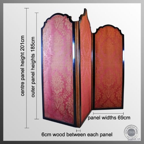 fig 1. Antique Screen Folding Victorian Large Triple Fold Panel Room Divider Partition