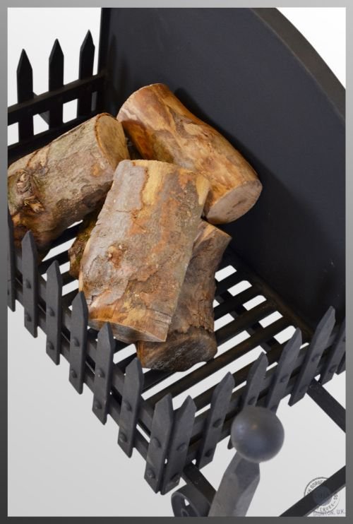 fig 2. Fire Basket Large Wide Log & Coal Grate Pair Fire Dogs Wrought Iron Antique