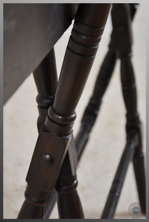 fig 3. Antique Campaign Table On Folding Stand Round Occasional Lamp Display c1860