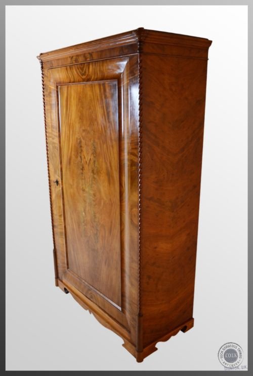 fig 2. Antique Wardrobe Austrian Armoire Linen Press Cabinet Cupboard Mahogany c1880