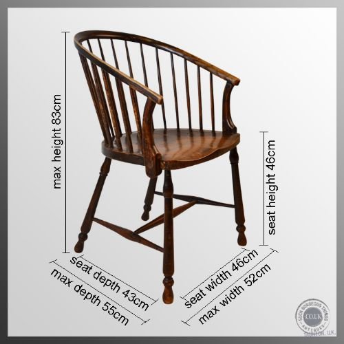 fig 1. Antique Windsor Bow Smokers Armchair Country Stick Chair Ash & Beech c1880