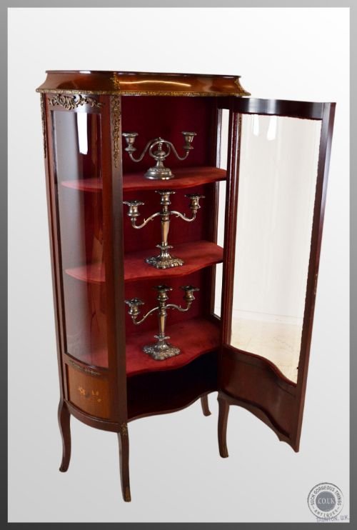 fig 2. Antique Display Cabinet Glazed Bow Front Vitrine French c1900