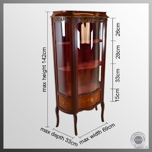 fig 1. Antique Display Cabinet Glazed Bow Front Vitrine French c1900