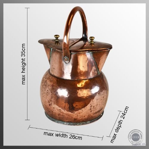 fig 1. Antique Copper Georgian English Country Creaming Jug With Lid c1800