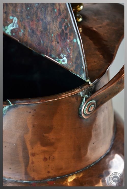 fig 2. Antique Copper Georgian English Country Creaming Jug With Lid c1800