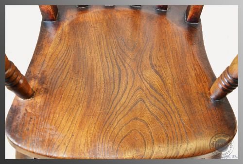 fig 3. Antique Windsor Lath High Back Chair Country Elm Stick Armchair c1890