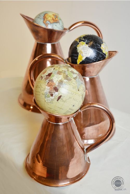 Antique Copper Victorian English Country Pantry Jugs Set of Three C1870